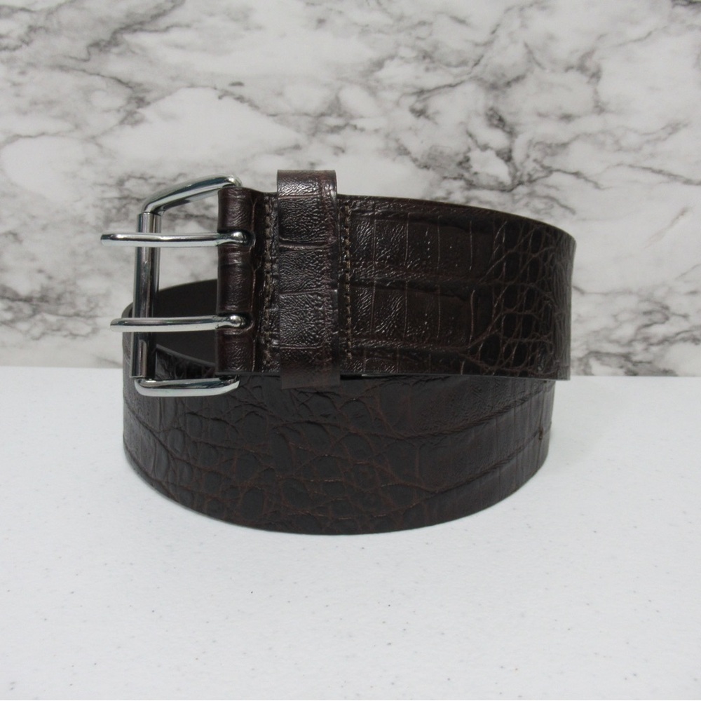 BANANA REPUBLIC Brown Croc Embossed Wide Leather Waist Belt Size Medium